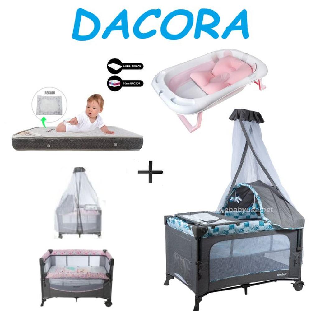 Cuna Corral Dacora-Colchon P-Bañera R-Azul