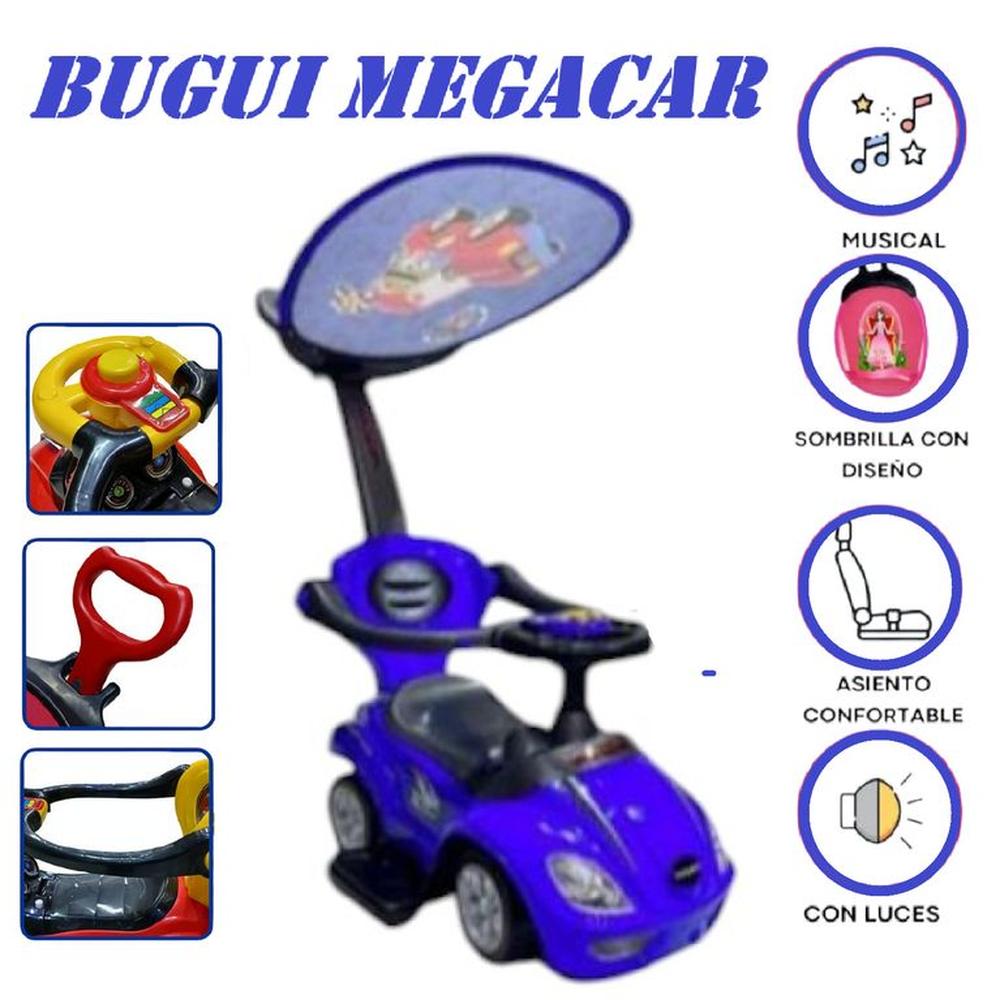 Buggie Empujador 3 en 1 Megacar Musical y Luces - Azul