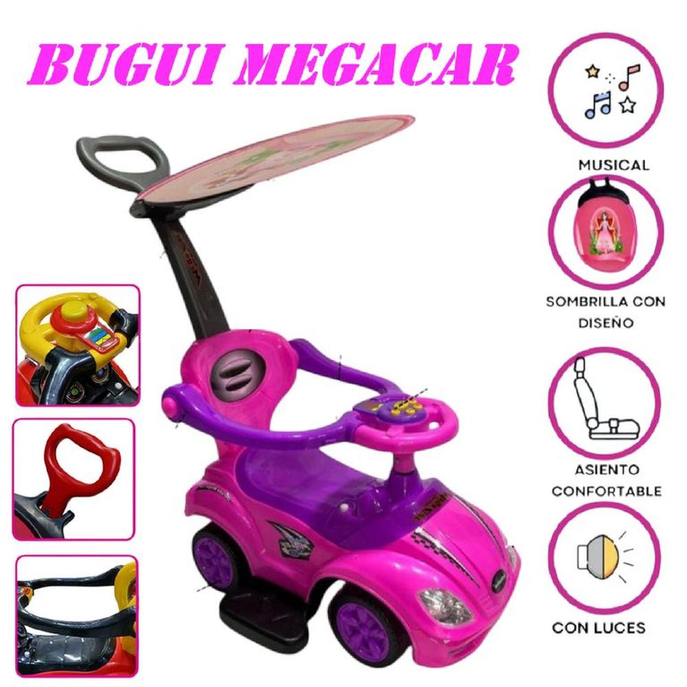 Buggie Empujador 3 en 1 Megacar Musical y Luces - Rosa