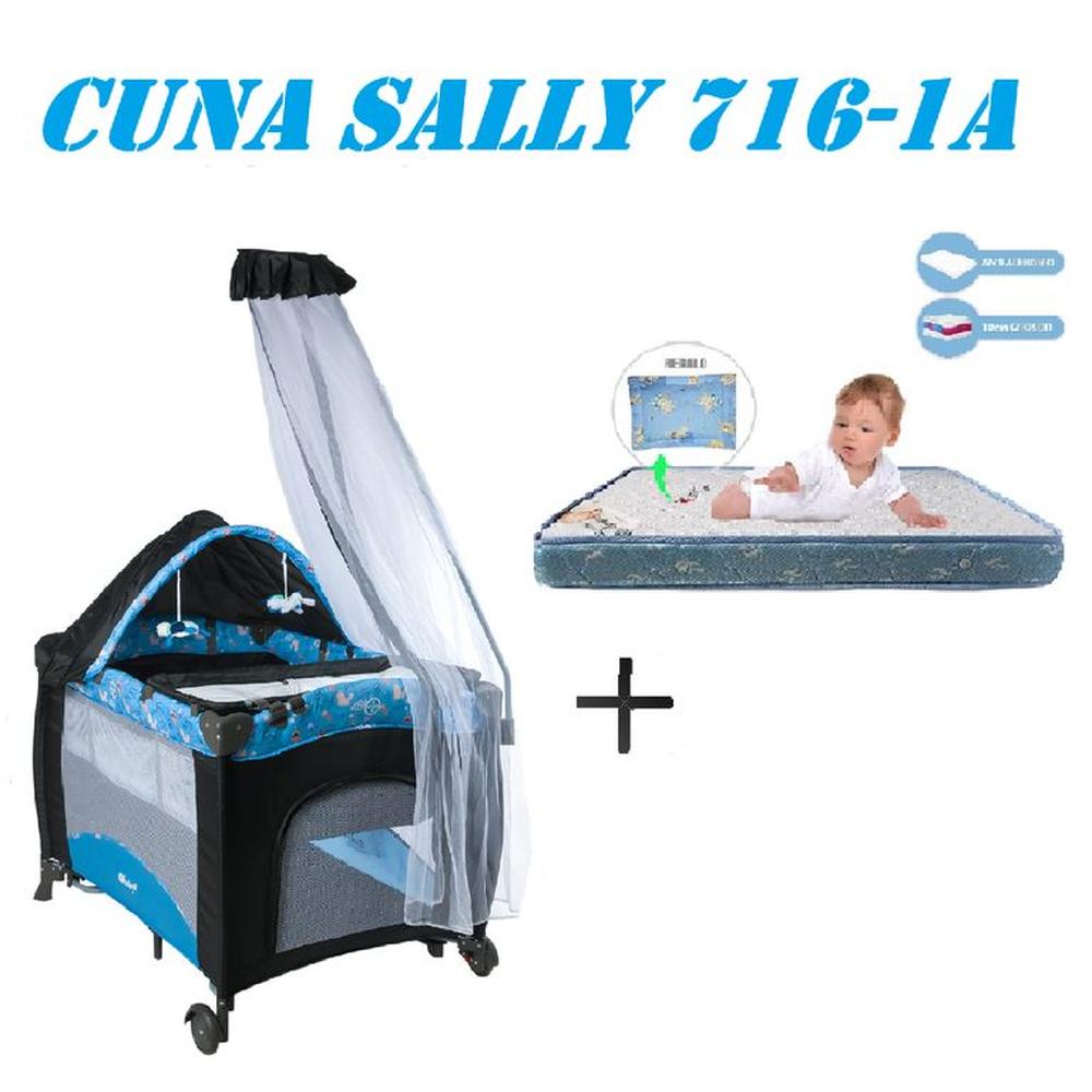 Cuna Corral Sally 716-1A Colchon Azul -Azul