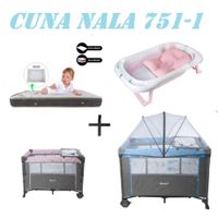 Cuna Colecho Nala Tina Rosa Colchon Azul -Gris