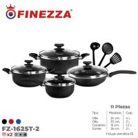 Juego de ollas antiadherentes de 11 pzs FZ-1625T-2-Negro