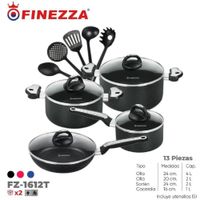 Juego de ollas antiadherentes de 13 pzs FZ-1612T -Negro