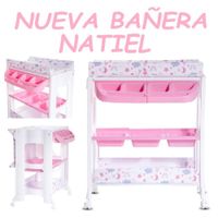 Nueva Bañera NATIEL con Cambiador Organizador -Rosa
