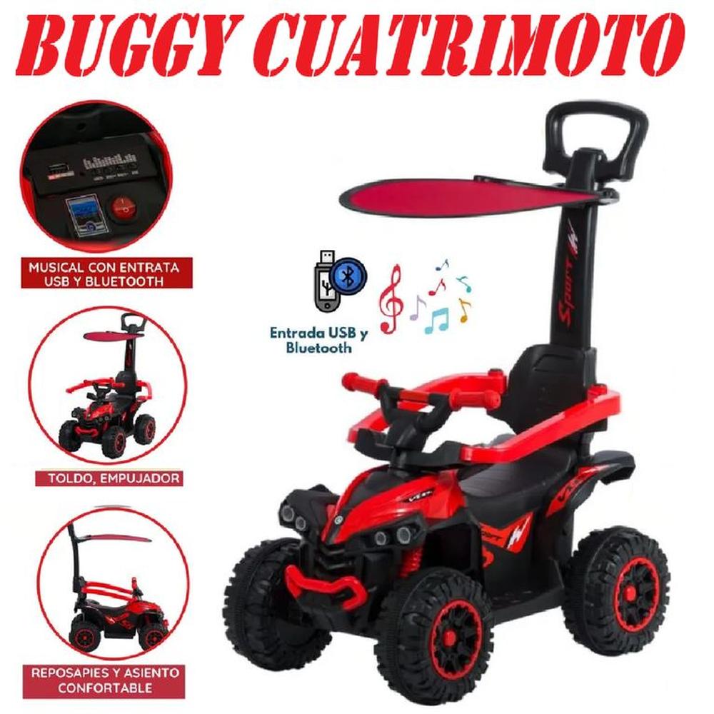 Nueva Cuatrimoto Musical con Luces y Sombrilla -Rojo