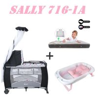Cuna Sally 716-1A Tina Rosa Colchon Rosa -Gris