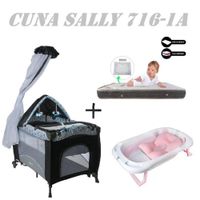 Cuna Sally 716-1A Tina Rosa Colchon Gris-Gris