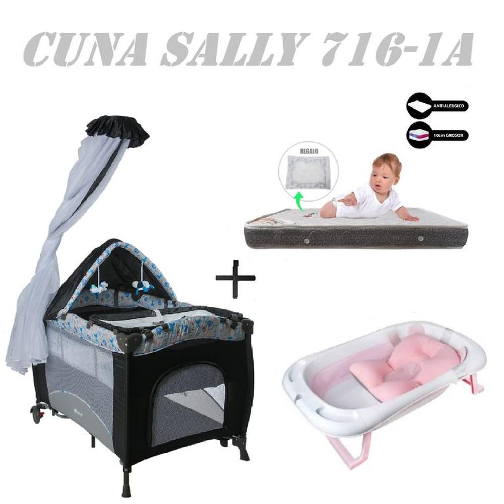 Cuna Sally 716-1A Tina Rosa Colchon Gris-Gris