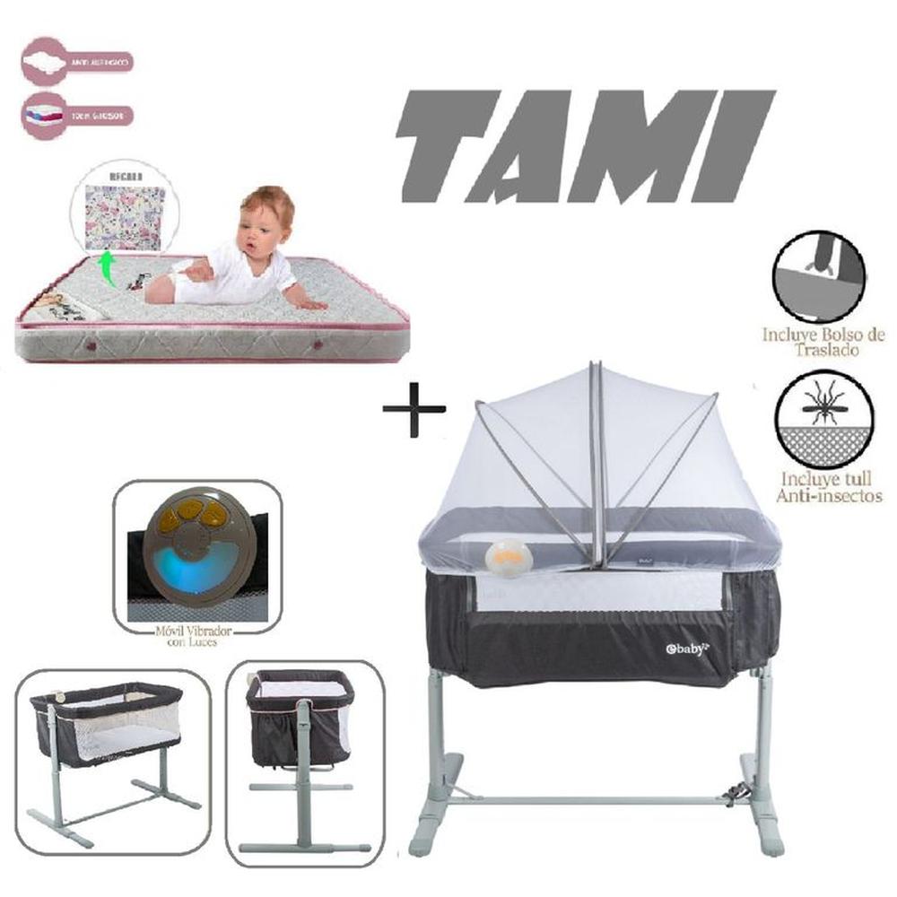 Ebaby Cuna Colecho Tami EB756-Colchon R-Plomo
