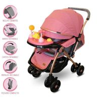 Coche Cuna Musical Bandeja Didactica  - Rosado