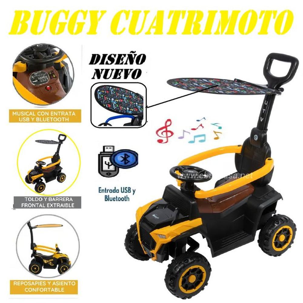 Correpasillo Con Empujador Bugui  UTV con USB -Amarillo