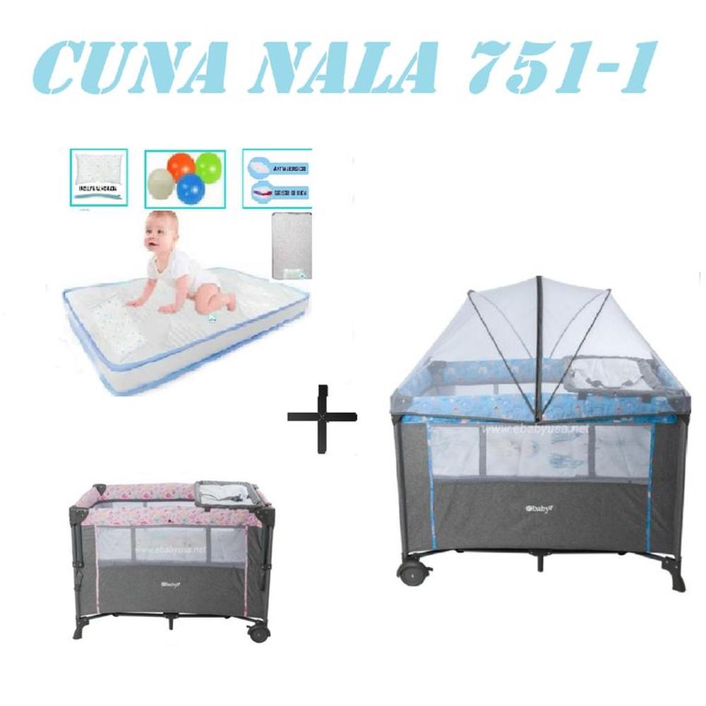 Cuna Colecho Cambiador Nala Colchon Azul -Celeste