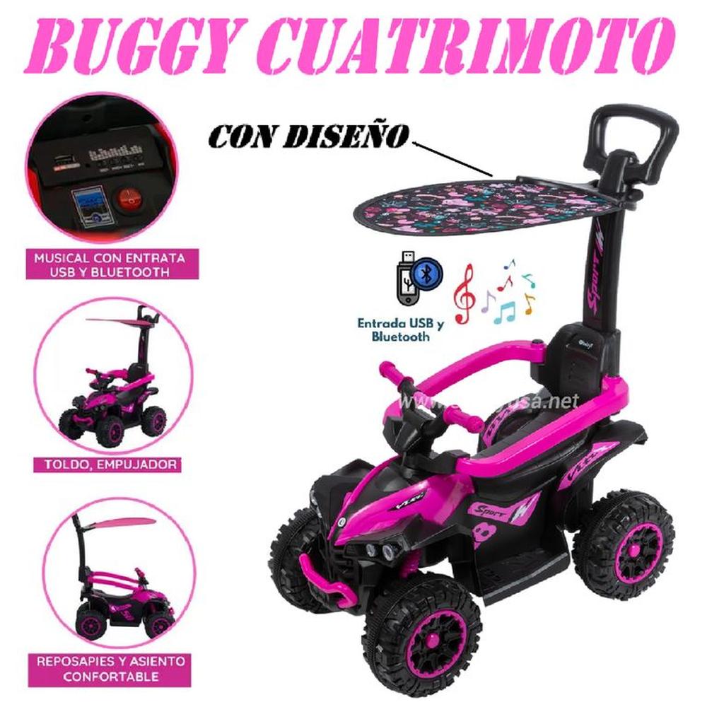 Cuatrimoto Terra Musical y Luces Sombrilla con Diseño -Rosa