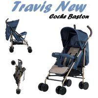 Coche De Paseo Baston Reclinable Travis Para Bebes - Azul