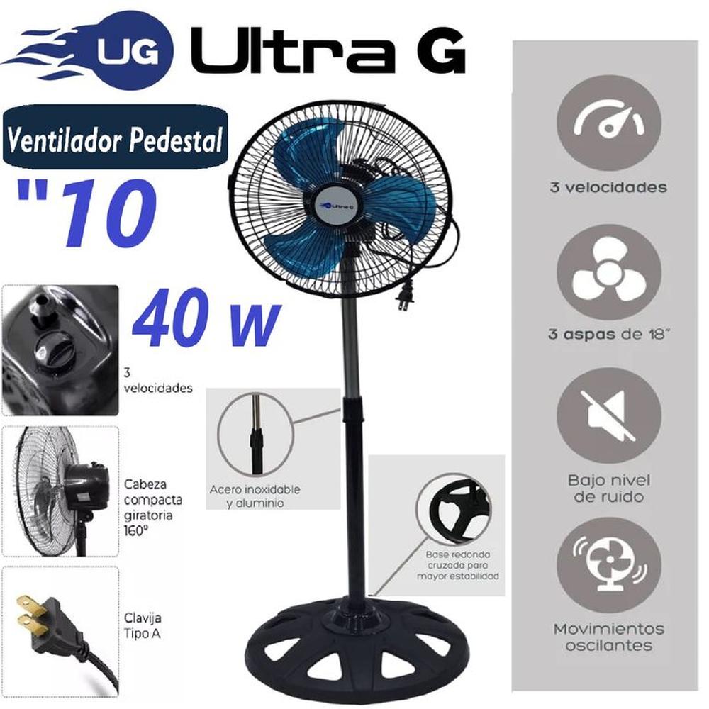 Ventilador Pedestar 10 Pulgadas 40 Wats Silencioso Ultra G
