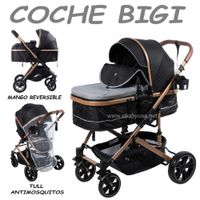 Nuevo Coche Cuna Mango Reversible Bigi Ebaby -Gris