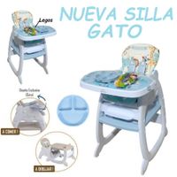 Nueva Silla Carpeta con Plato Gato 3 en 1 -Celeste