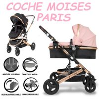 Nuevo Coche Moises Mango Reversible Paris -Rosa