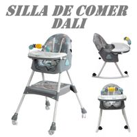 Nueva Silla de Comer Mecedora Plegable Dali con Ruedas -Gris