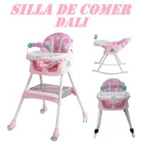 Nueva Silla de Comer Mecedora Plegable Dali con Ruedas -Rosa
