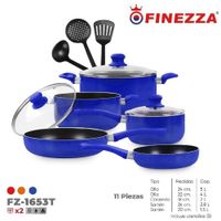 Set de Ollas Antiadherentes Finezza 11 pzas FZ-1653T-Azul