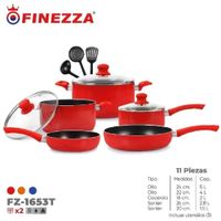 Set de Ollas Antiadherentes Finezza 11 pzas FZ-1653T-Rojo
