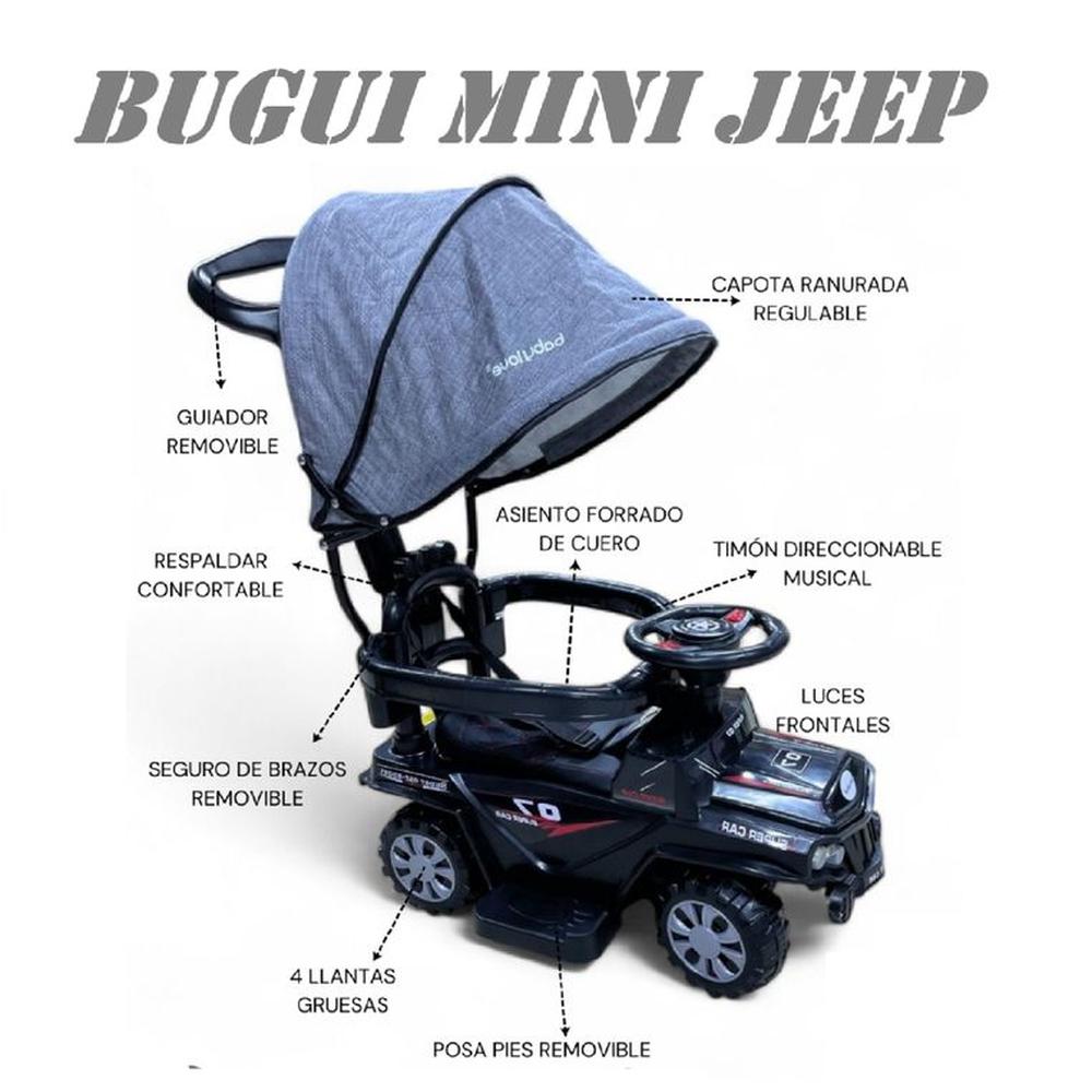 Nuevo Bugui Guiador Mini Jeep Musical -Negro