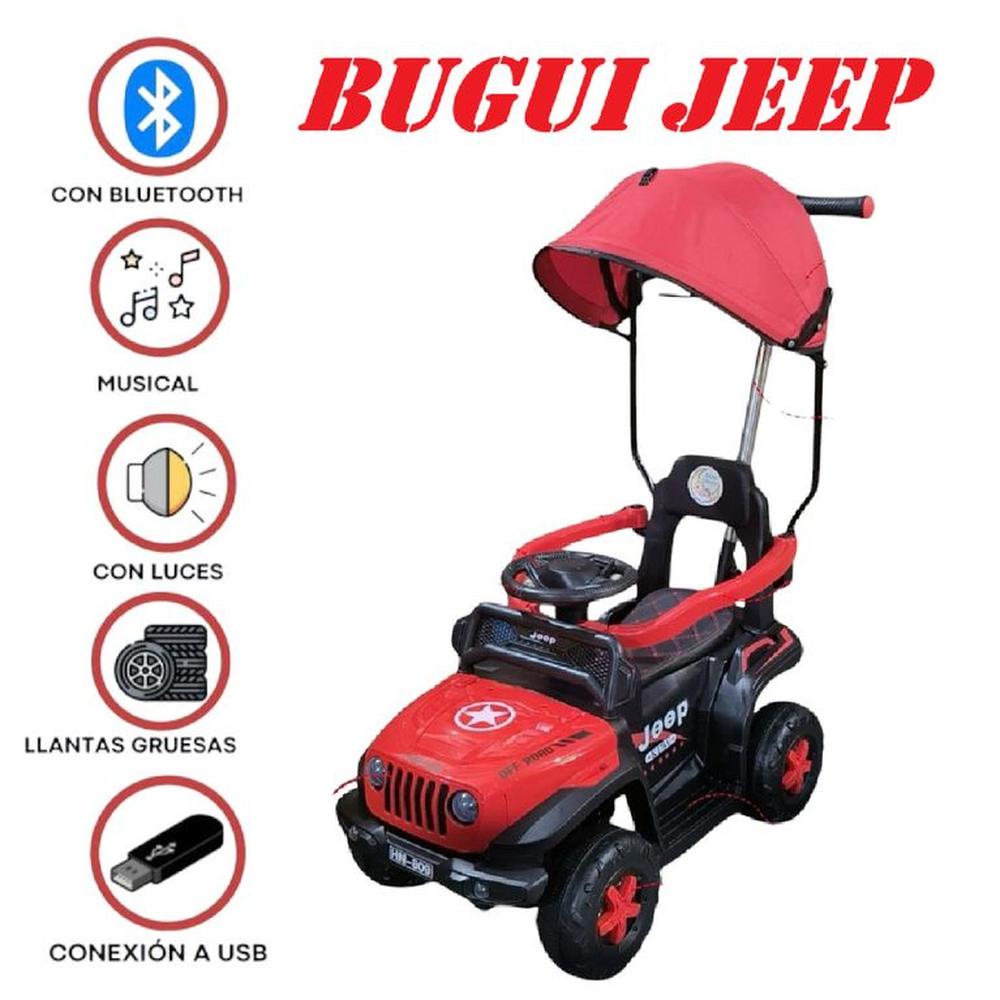 Nuevo Bugui Jeep Musical Bluetooth -Rojo