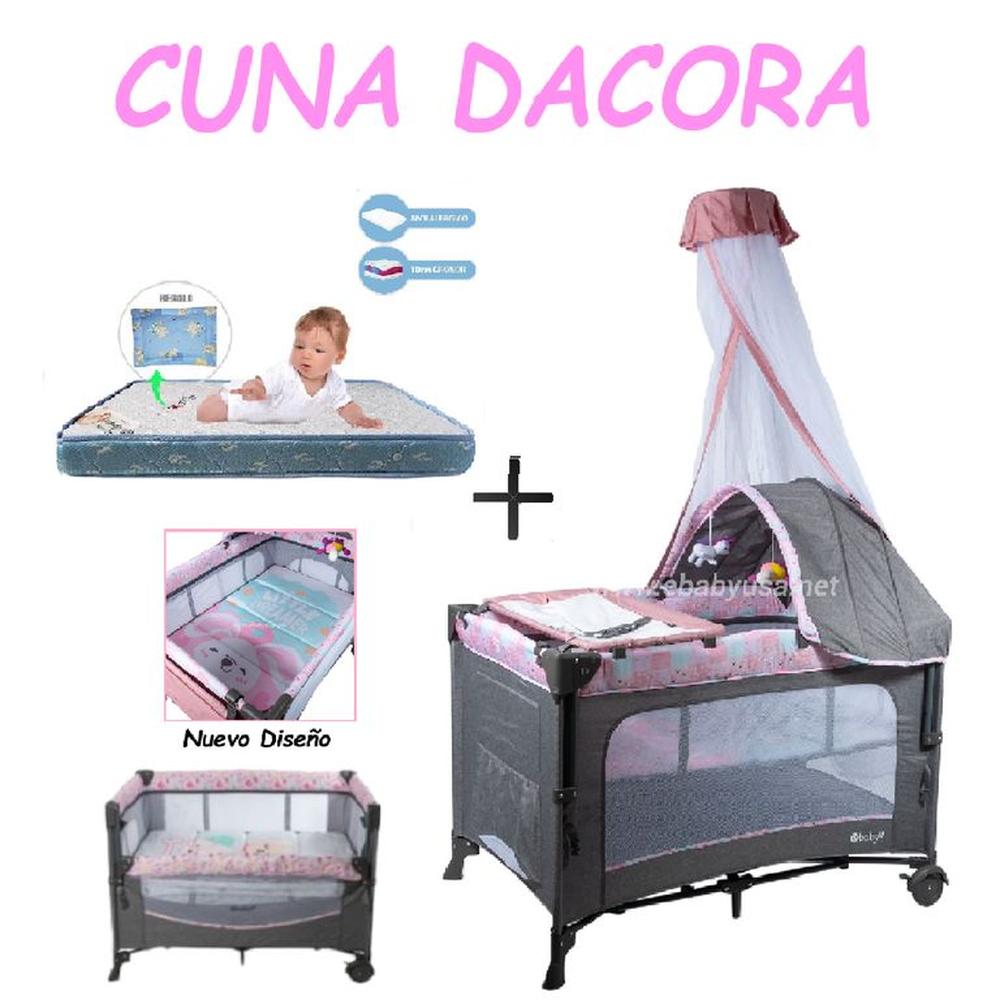 Nueva Cuna Corral Dacora Rosado - Colchon Azul