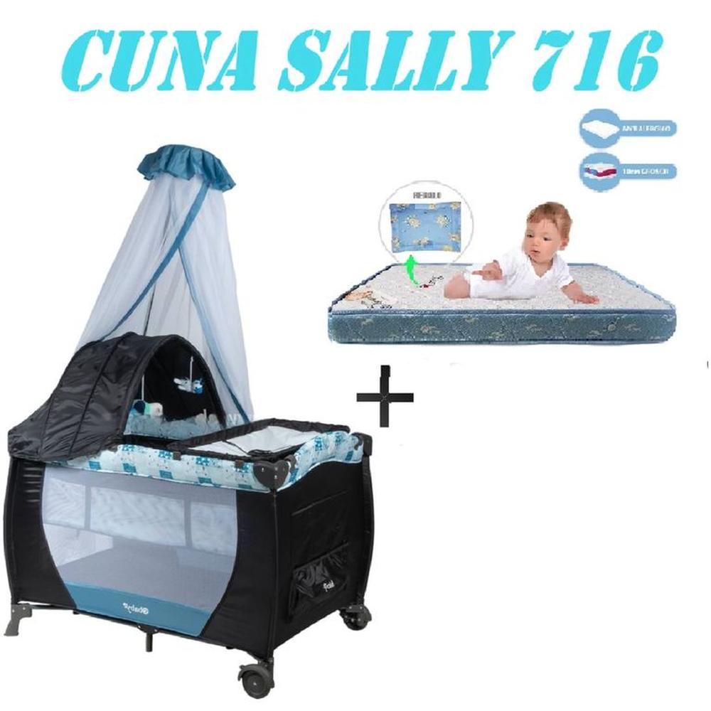 Nueva Cuna Corral Sally 716 Colchon Azul -Azul