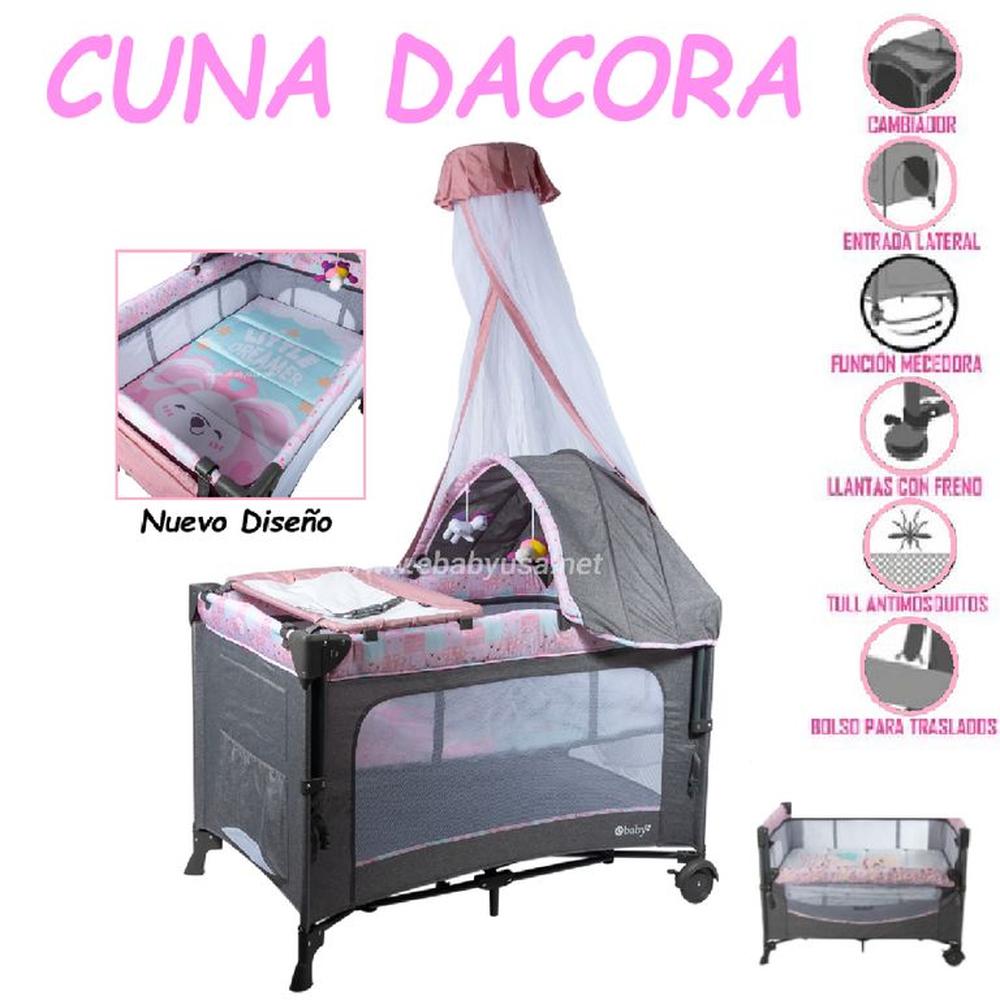 Nueva Cuna Corral Dacora Con Diseño Ebaby - Rosa