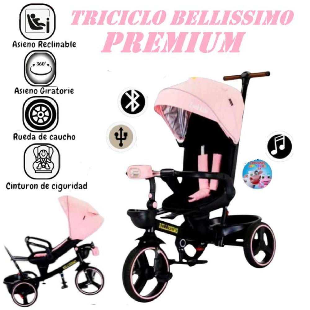 Triciclo Miusical USB Bluetooth Bellissimo Premium -Rosa