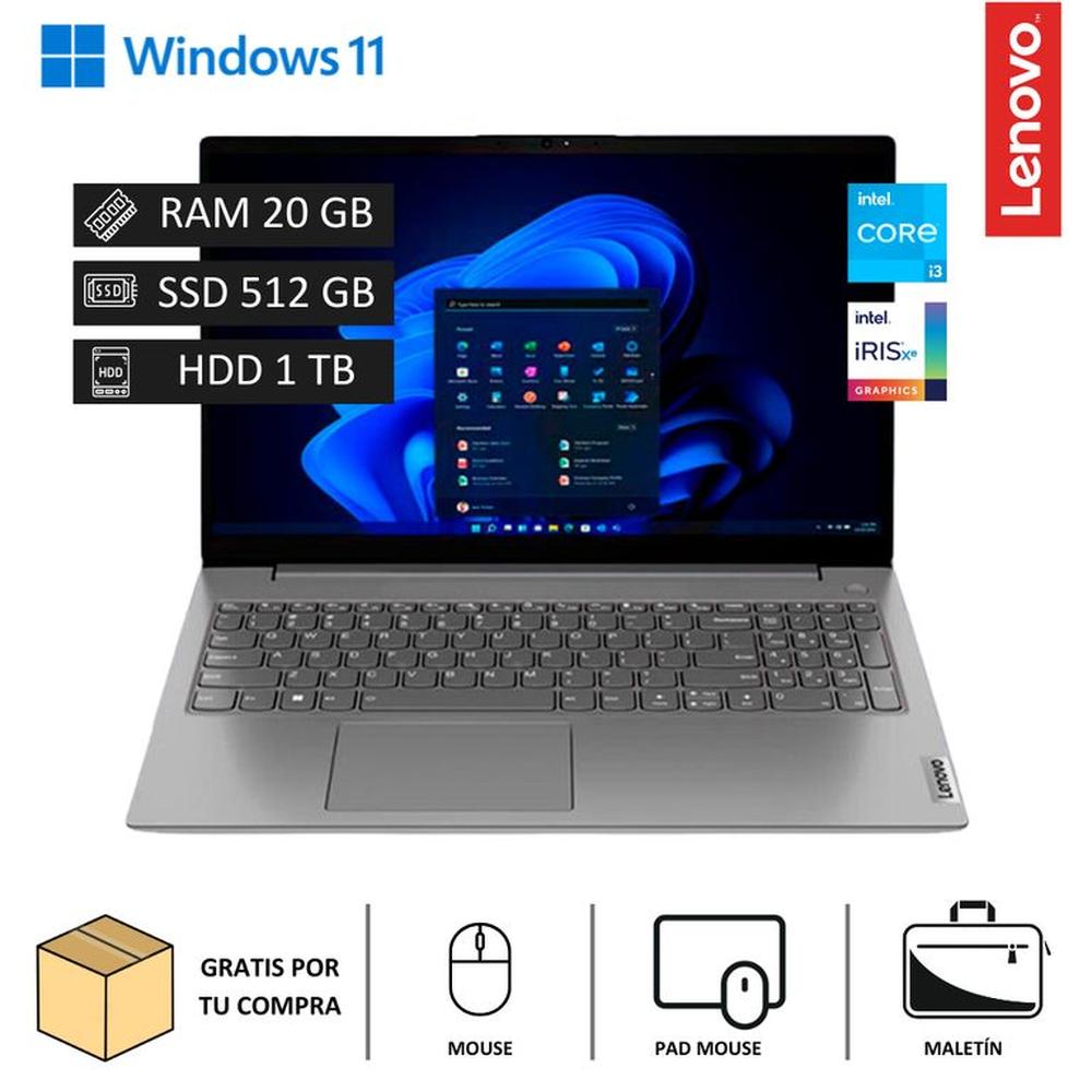 Laptop Lenovo V15 G3 IAP 156” FHD Intel Core i3-1215U 512GB SSD + 1TB HDD 20GB RAM