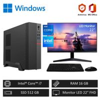 Computadora PC Intel Core i7 3.80GHz 16GB RAM 512GB SSD - Monitor 22'' FHD
