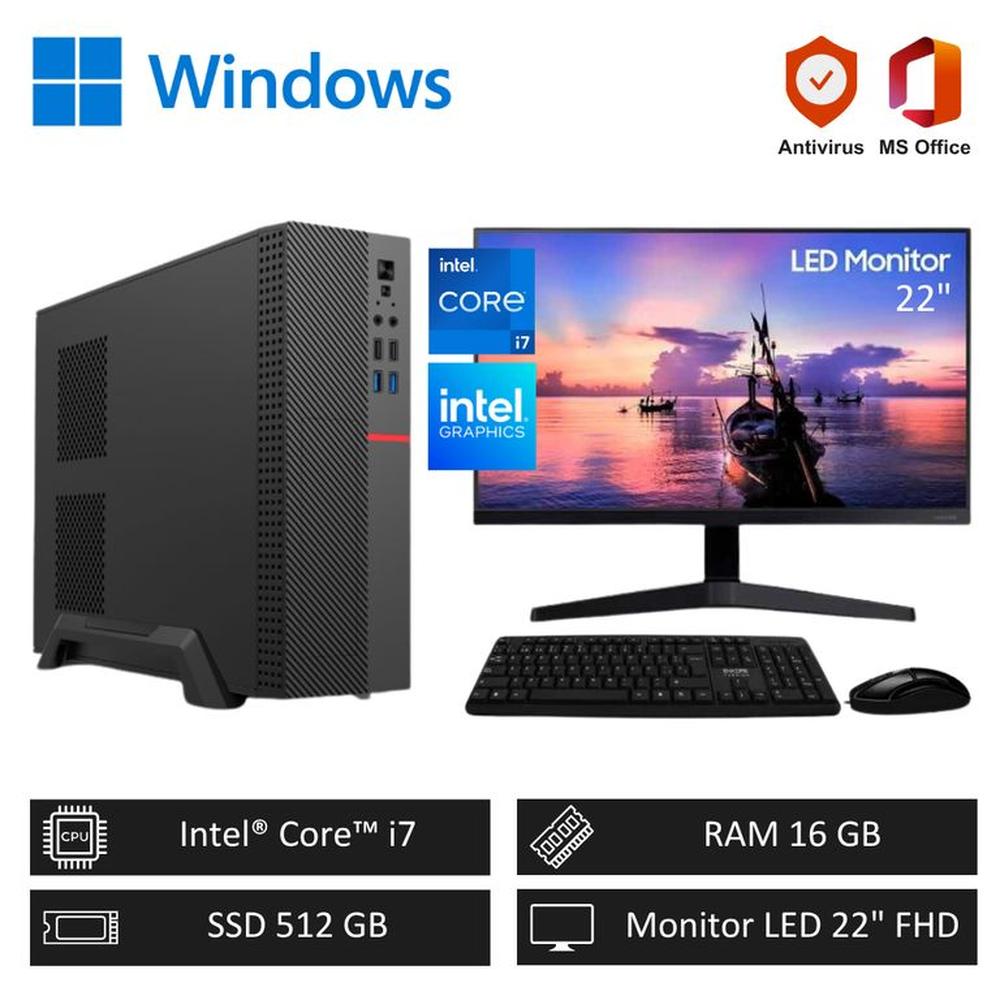 Computadora PC Intel Core i7 3´80GHz 16GB RAM - SSD 512GB + Monitor 22´´ FHD