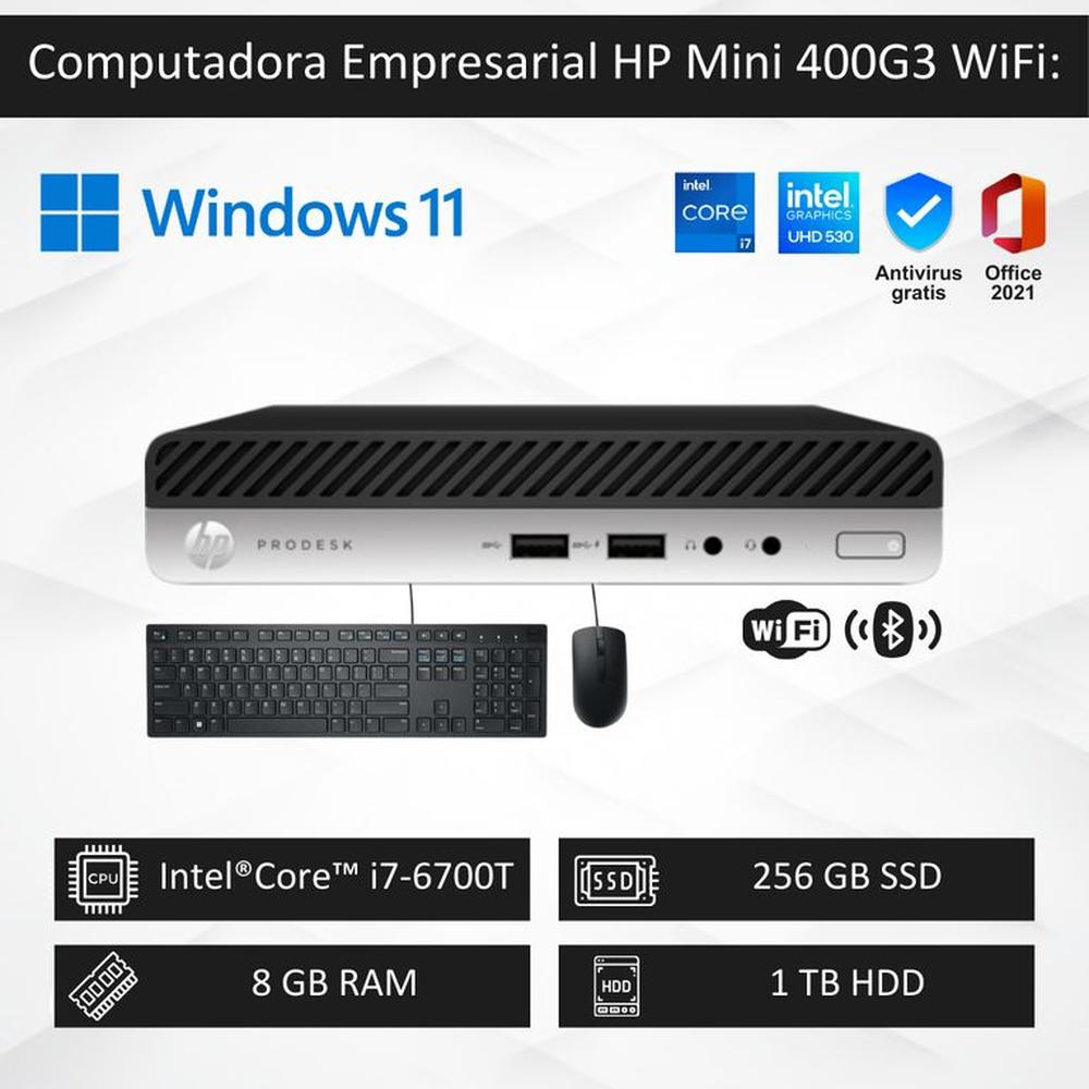 Computadora PC HP Mini 400G3 WiFi - Intel ci7 6700T 8GB RAM-256GB SSD+1TB HDD Computadora PC HP Mini 400G3 WiFi - Intel ci7 6700T 8GB RAM-256GB SSD+1TB HDD