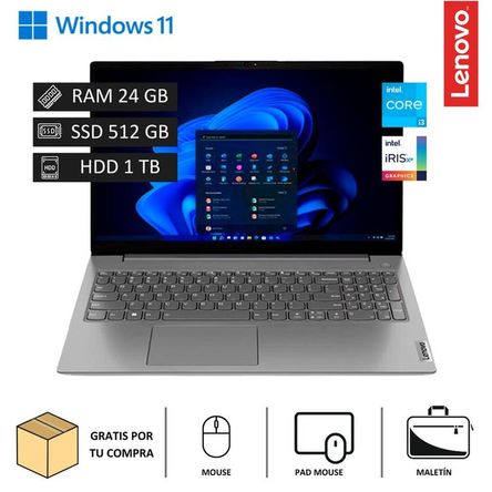 Laptop Lenovo V15 G3 IAP 156” FHD Intel Core i3-1215U 512GB SSD + 1TB HDD 24GB RAM