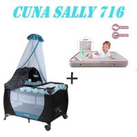 Nueva Cuna Corral Sally 716 Colchon Azul -Rosa