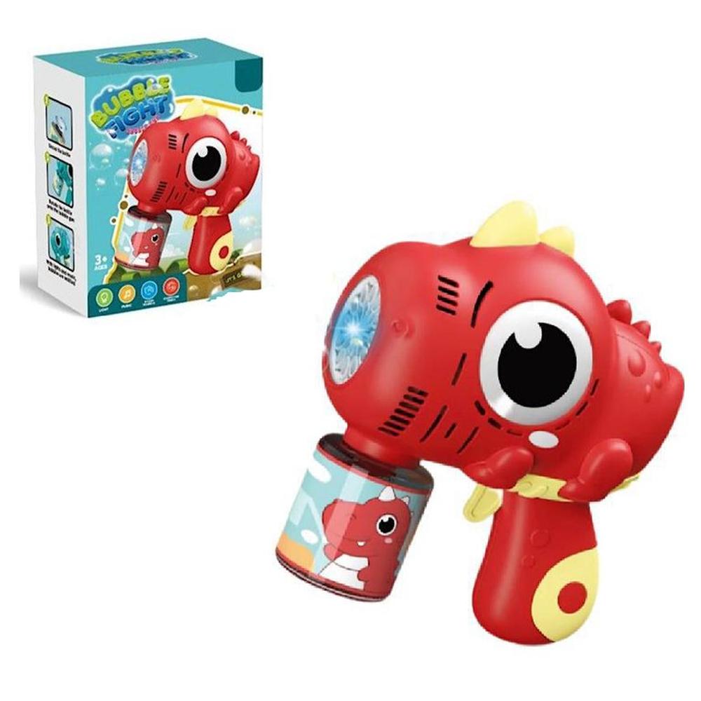Nueva Pistola De Burbujas Recargable Dinosaurio -Rojo