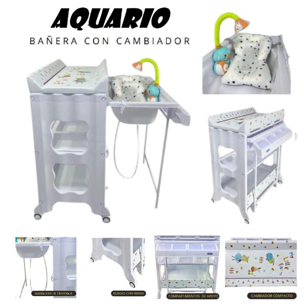 Bañera Con Cambiador Aquario Con Regadera-Blanco