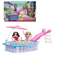 Set de juego de muñecas Baonier con piscina y tobogán