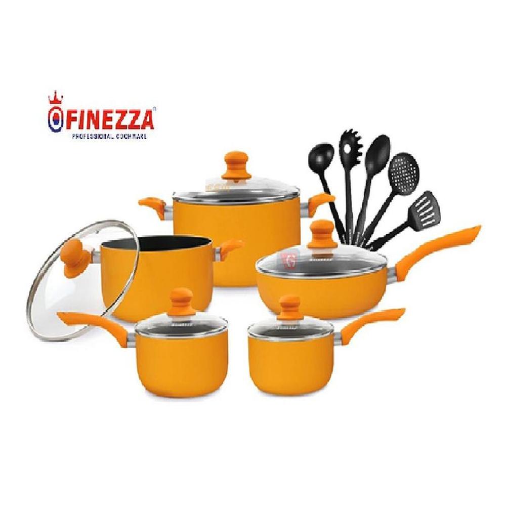 Set de Ollas  Antiadherente  Naranja de 15PCS  - FZ 1655T