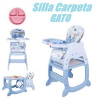Silla Carpeta 3 en 1 Gato Doble Bandeja  - Azul