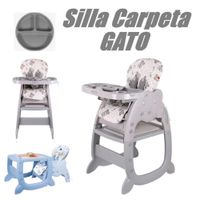 Silla Carpeta 3 en 1 Gato Doble Bandeja  - Plomo