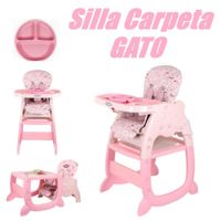 Silla Carpeta 3 en 1 Gato Doble Bandeja  - Rosado
