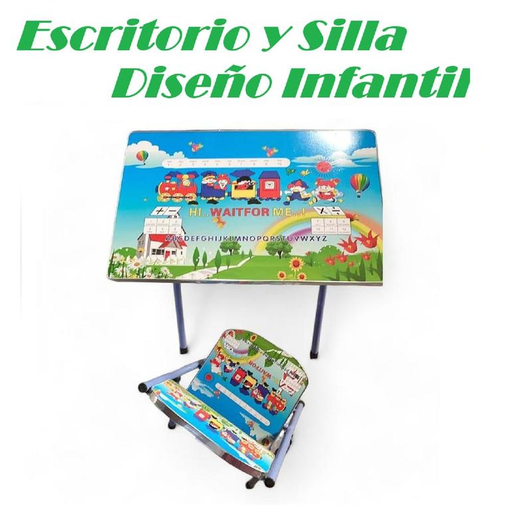 Escritorio y silla Para Niño Trencito -Azul