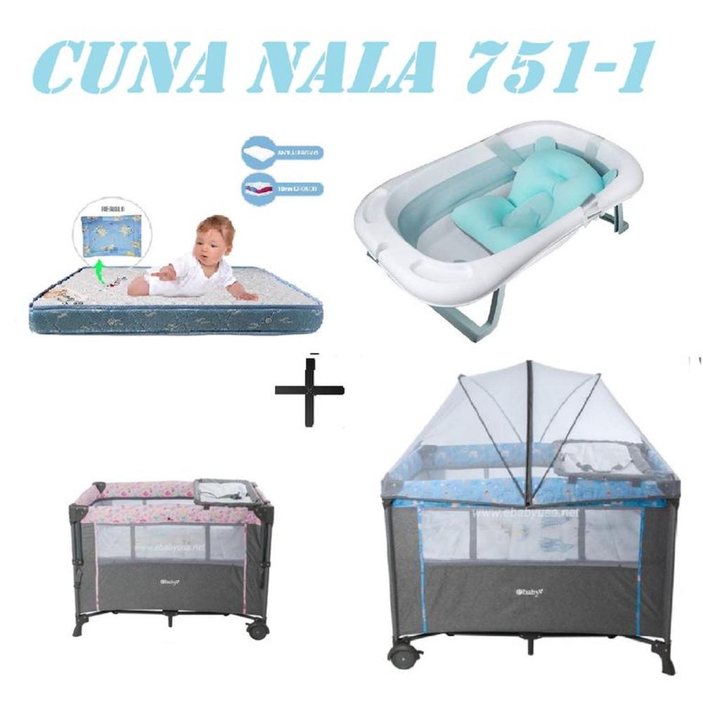 Cuna Colecho Nala Tina Azul Colchon Azul -Azul