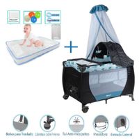 Cuna corral Sally  + colchon celeste - Azul