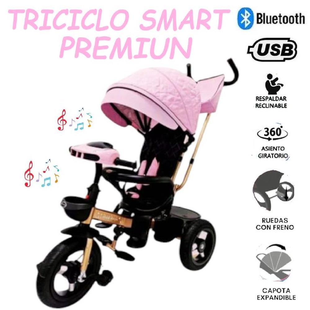 Triciclo Asiento Giratorio Bluetooth Smart Premiun -Rosa