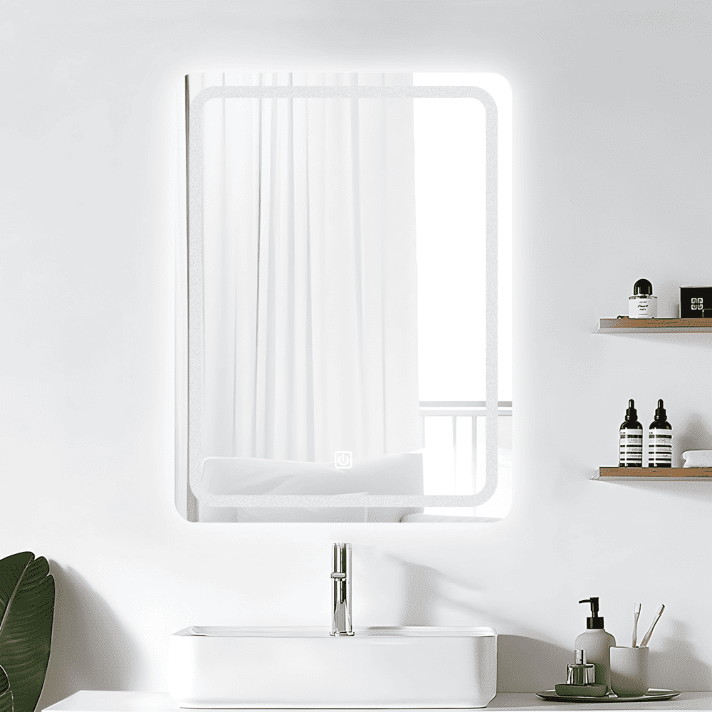 Espejo LED Orange Vertical 60x80cm 4mm Luz en Marco Blanca